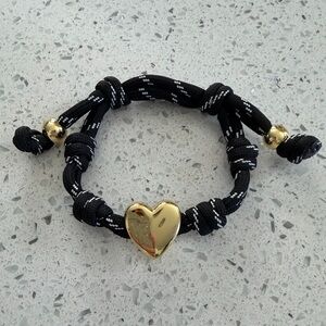 BaubleBar Bracelet Black and Gold Heart Charm Bracelet
